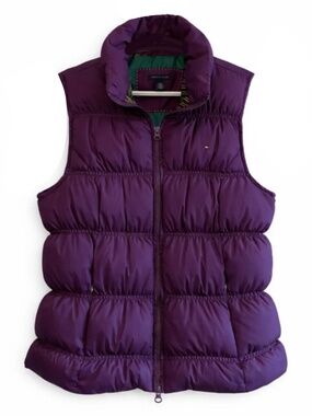 Vintage 90s Tommy Hilfiger Purple Quilted Down Vest – Size Large EUC